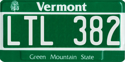 VT license plate LTL382