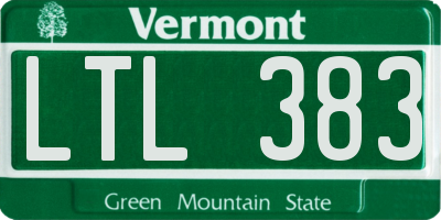 VT license plate LTL383