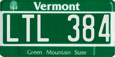 VT license plate LTL384
