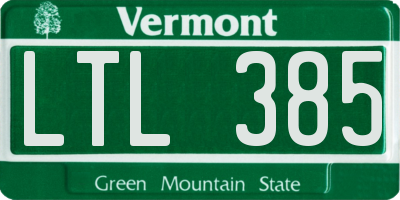 VT license plate LTL385