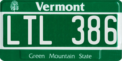 VT license plate LTL386