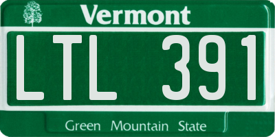 VT license plate LTL391