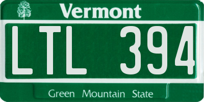 VT license plate LTL394