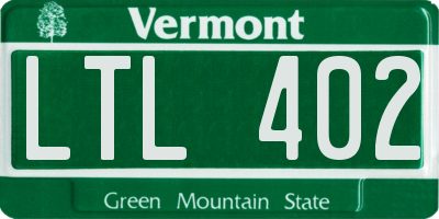 VT license plate LTL402