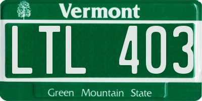 VT license plate LTL403