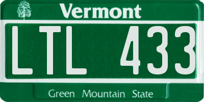 VT license plate LTL433