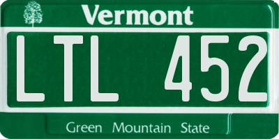 VT license plate LTL452