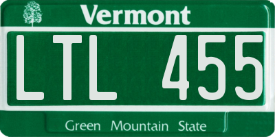 VT license plate LTL455