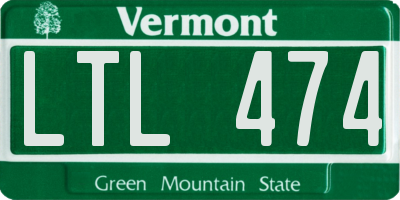 VT license plate LTL474