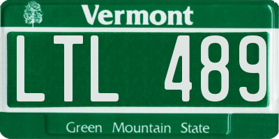 VT license plate LTL489