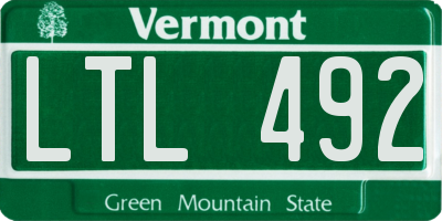 VT license plate LTL492