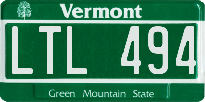 VT license plate LTL494