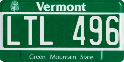 VT license plate LTL496