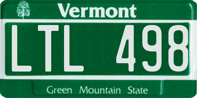 VT license plate LTL498