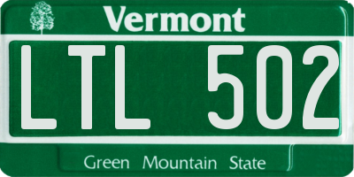 VT license plate LTL502