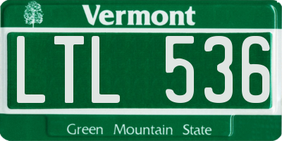 VT license plate LTL536