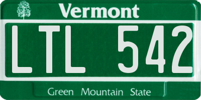 VT license plate LTL542