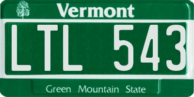 VT license plate LTL543