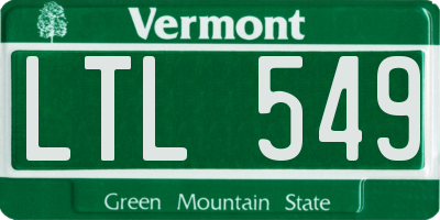 VT license plate LTL549