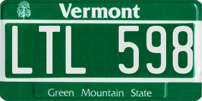 VT license plate LTL598