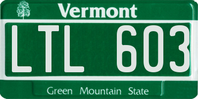 VT license plate LTL603