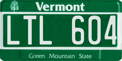 VT license plate LTL604