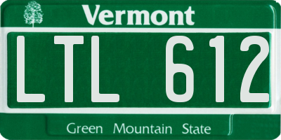 VT license plate LTL612