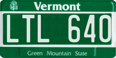 VT license plate LTL640