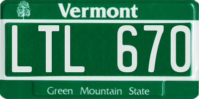 VT license plate LTL670