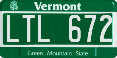 VT license plate LTL672