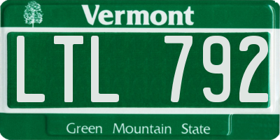 VT license plate LTL792
