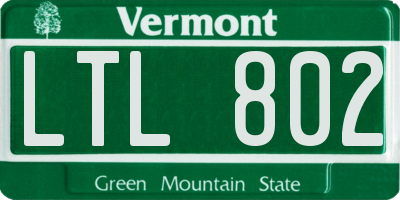 VT license plate LTL802