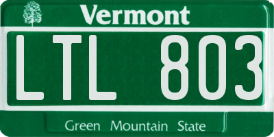 VT license plate LTL803