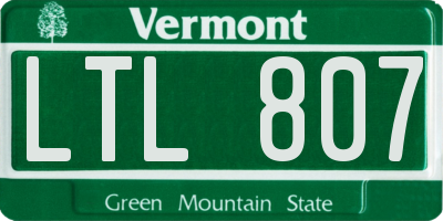 VT license plate LTL807