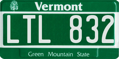VT license plate LTL832