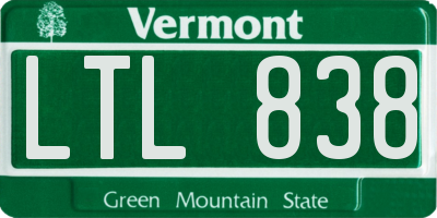 VT license plate LTL838