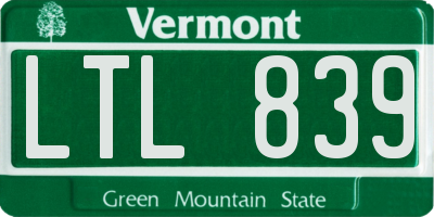 VT license plate LTL839
