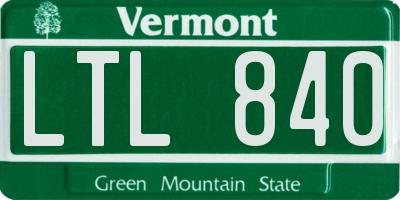 VT license plate LTL840