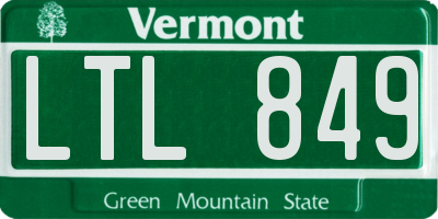 VT license plate LTL849