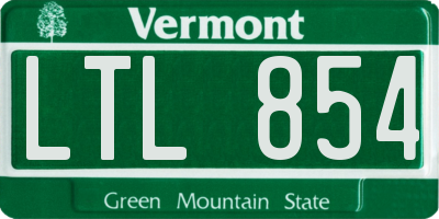 VT license plate LTL854