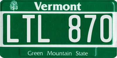 VT license plate LTL870