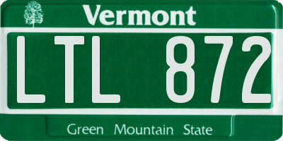 VT license plate LTL872