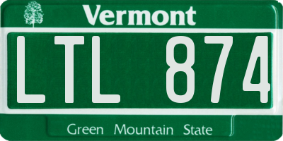 VT license plate LTL874