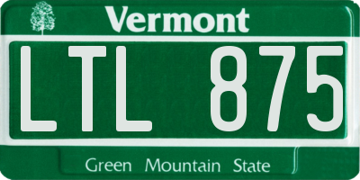 VT license plate LTL875