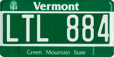 VT license plate LTL884