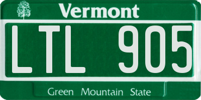 VT license plate LTL905