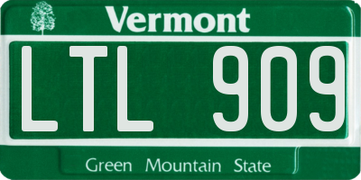 VT license plate LTL909