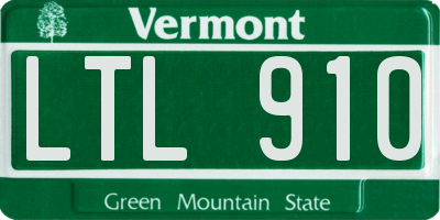 VT license plate LTL910
