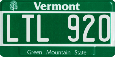 VT license plate LTL920