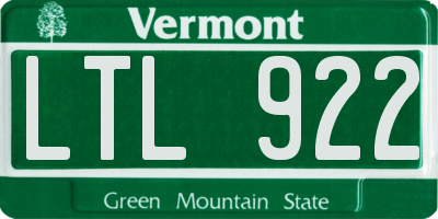 VT license plate LTL922